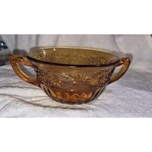 INDIANA GLASS, DAISY AMBER, 6 1/4" CREAM SOUP BOWL